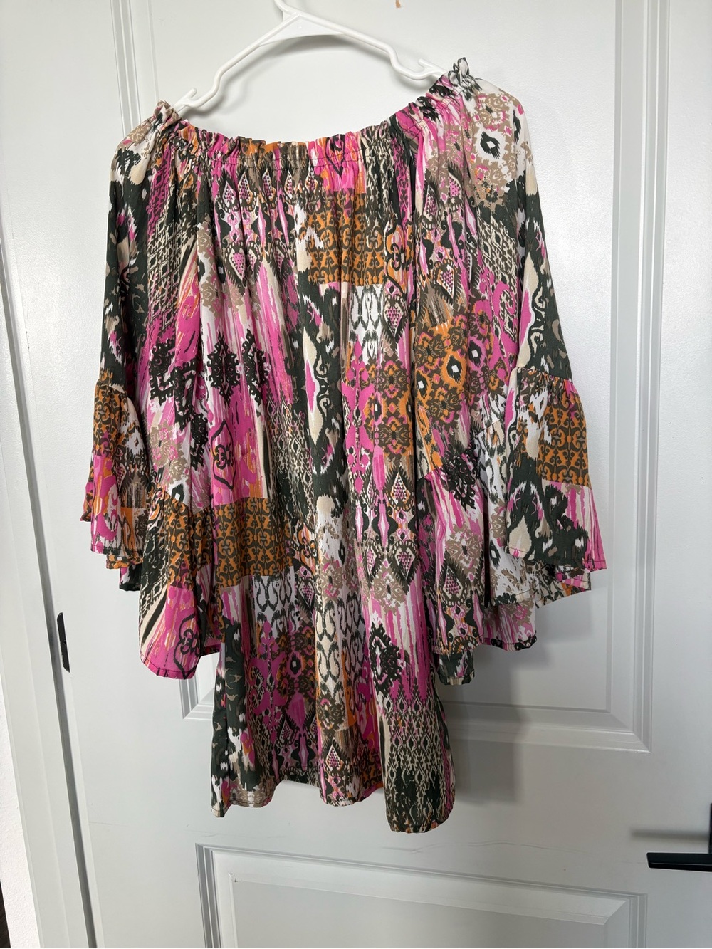 Elan Pink, Olive & Gold Patterned Mini Skirt